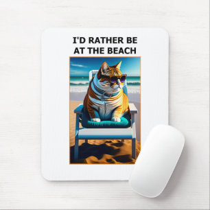 Mousepad Gato Engraçado Que Eu Preferencialmente Na Praia
