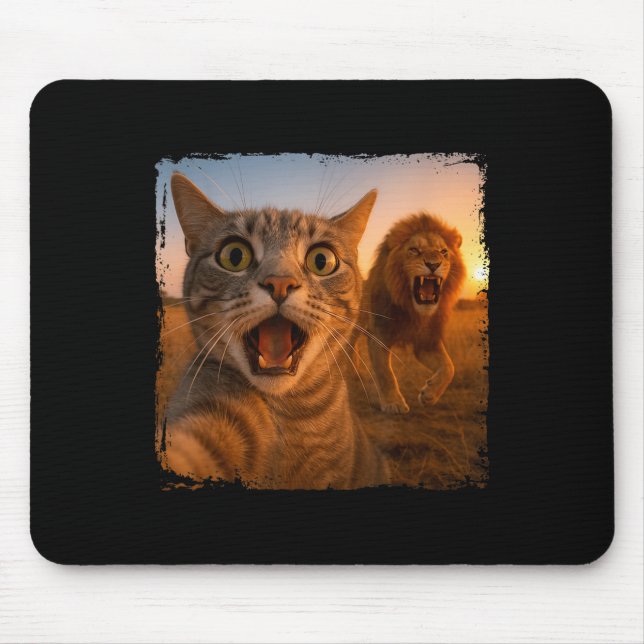 Mousepad Gato Engraçado Selfie Com Memória De Gato De Leão  (Frente)