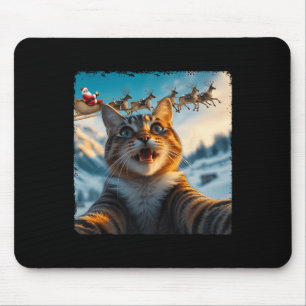 Mousepad Gato Engraçado Selfie Com Papais noeis Dormindo Na