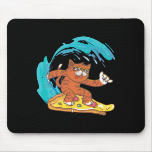 Mousepad Gato engraçado surfando em uma fatia de pizza