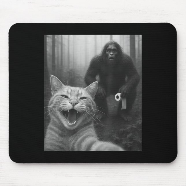Mousepad Gato Engraçado Surpreende Selfie Feliz Com Doin Pé (Frente)