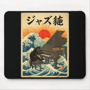 Mousepad Gato engraçado tocando ano para anista de jazz Ani