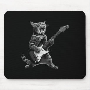 Mousepad Gato Engraçado Tocando Guitarra Rock And Roll Home