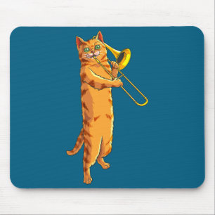 Mousepad Gato Engraçado Tocando Trombone Presente Gatinho L