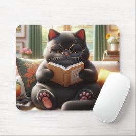 Mousepad Gato está lendo um livro no sofá