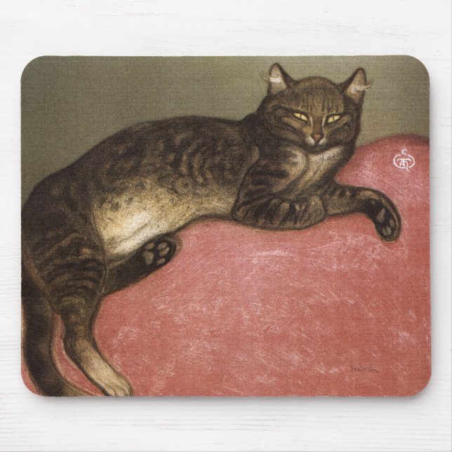 Mousepad Gato estendido no Sofa - por Theophile Steinlen (Frente)
