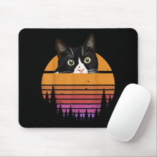 Mousepad Gato Estilo Retro Gato Preto Estilo Vintage Gatinh
