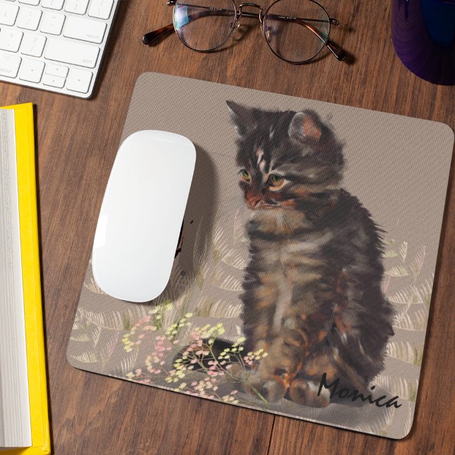 Mousepad Gato Fofo (mouse pad with cat and butterfly.)