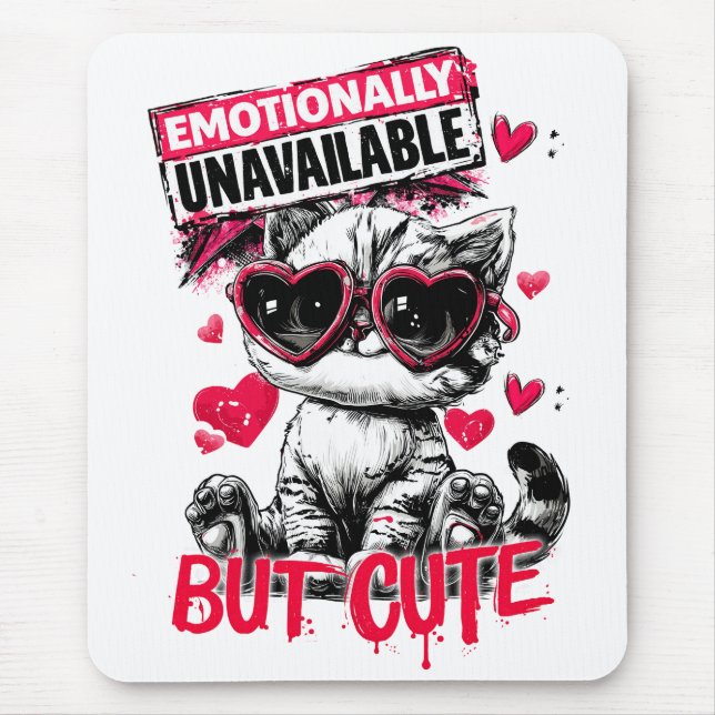 Mousepad Gato Fofo com Óculos de Sol Emocionalmente Indispo (Frente)