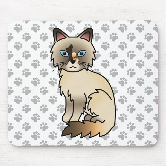 Mousepad Gato Fofo de Casaco Tortoiseshell Birman / Ragdoll (Frente)