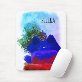 Mousepad Gato Fofo Escondido de Desenho Animado Fofo Âmbar