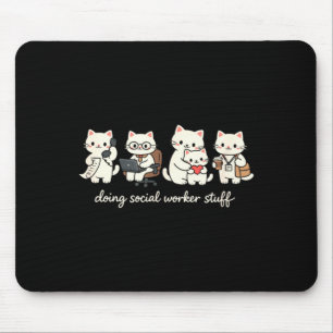 Mousepad Gato Fofo Fazendo Coisas de Assistente Social Saúd