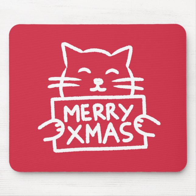 Mousepad Gato Fofo Feliz Natal (Frente)