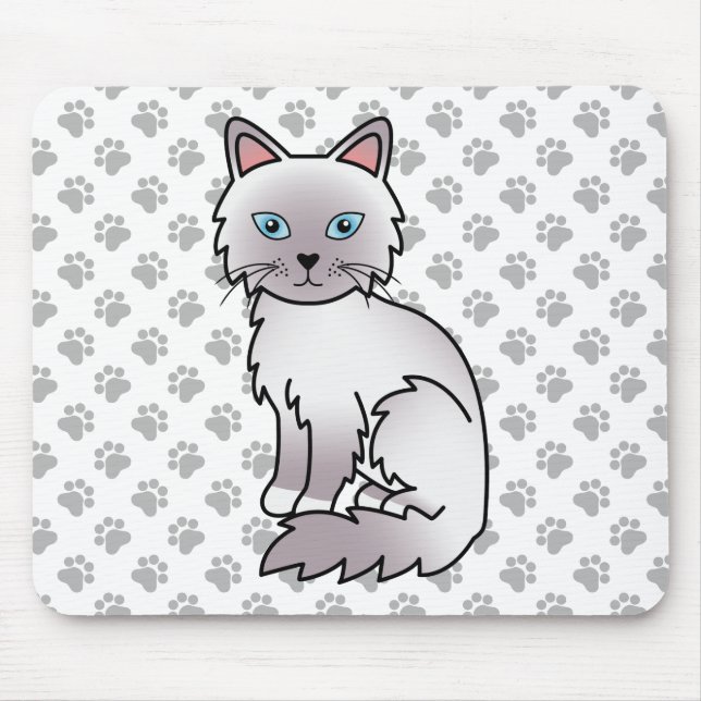 Mousepad Gato Fofo Lilac Point Birman / Ragdoll & Patinhas (Frente)
