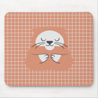 Mousepad Gato fofo marrom linha de grade personalizada