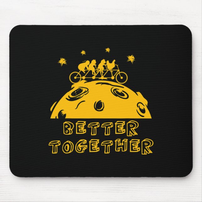 Mousepad Gato Galinha Bicicleta Tandem Bicicleta Melhor Jun (Frente)