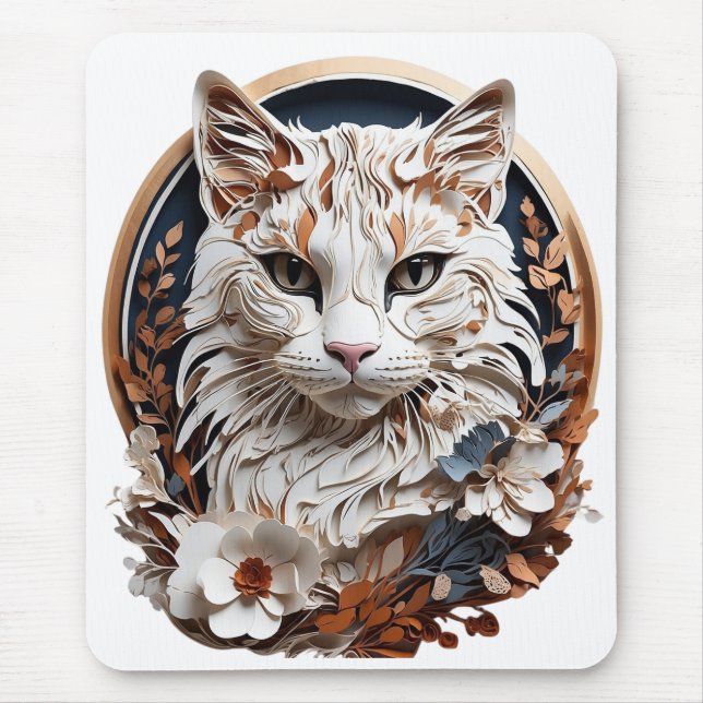 Mousepad gato,gatinho com flor (Frente)