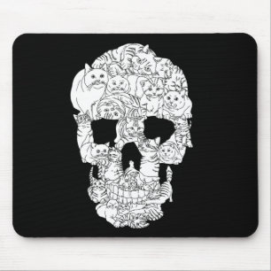 Mousepad Gato Gatinho Skeleton Gótico de Halloween Punk Emo