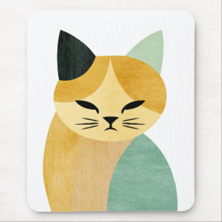 Mousepad Gato Geométrico Minimalista Escandinavo Moderno