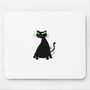 Mousepad Gato Gordo Preto Com Olhos Verdes