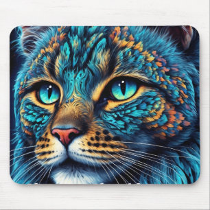 Mousepad Gato Guardião Cósmico - Neon Galaxy Mandala