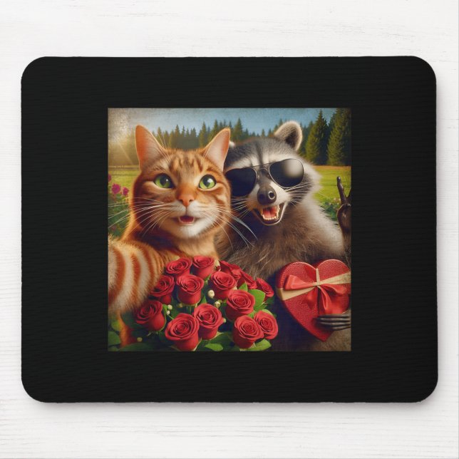 Mousepad Gato Guaxinim Selfie Amor Meme Tanque Funny Valent (Frente)