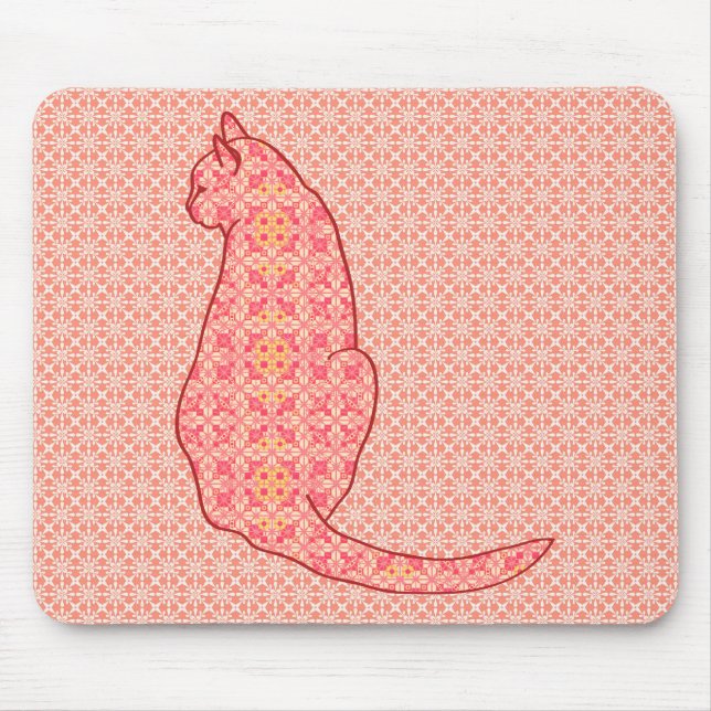 Mousepad Gato Japonês - Coral Orange Batik (Frente)