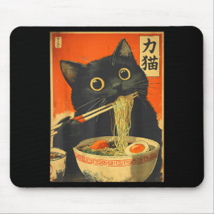 Mousepad Gato Japonês de Ramen de Anime Retrô Divertido Grá