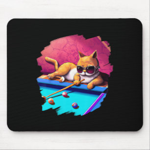 Mousepad Gato Jogando Piscina Bilhar No Salão Legal Engraça