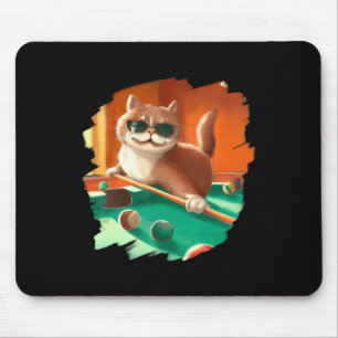 Mousepad Gato Jogando Piscina Bilhar No Salão Legal Engraça
