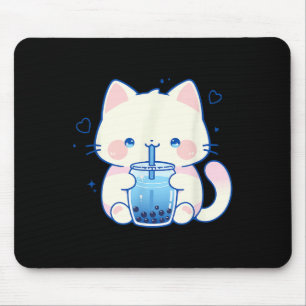 Mousepad Gato Kawaii Boba Japonês Fofo Estético Garota de A