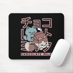 Mousepad Gato Kawaii com Leite de Chocolate – Arte Pop Japo
