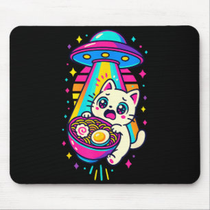 Mousepad Gato Kawaii Engraçado Ramen Ufo Anime Japonês Mulh