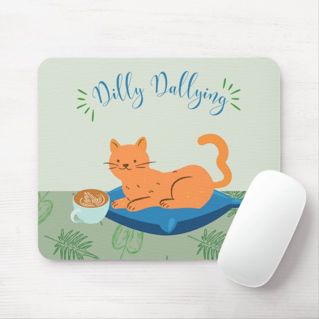 Mousepad Gato Laranja Preguiçoso (Com mouse)