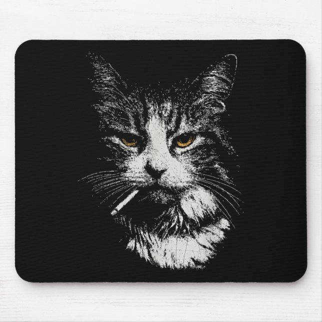 Mousepad Gato Legal Engraçado Cigarro Engraçado Cigarro Ga  (Frente)