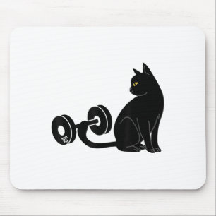 Mousepad Gato Levantando Peso Morto Treino Academia Fitness