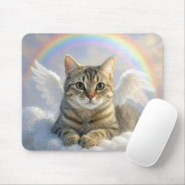 Mousepad Gato Listrado Com Asas de Anjo e Arco-íris