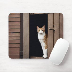 Mousepad Gato Listrado na Entrada do Galpão