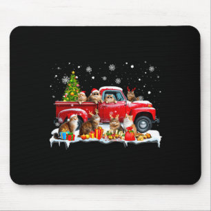 Mousepad Gato Maine Coon Caminhão Vermelho Árvore de Natal