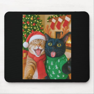 Mousepad Gato Meme Divertido Tirando Uma Selfie Natal Luzes