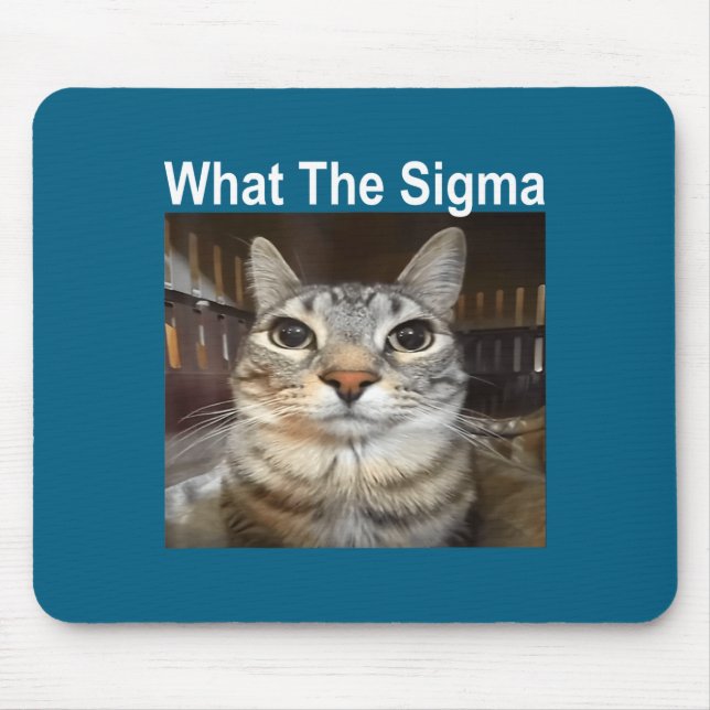 Mousepad Gato Meme Engraçado Qual é o Sigma Citação de Meme (Frente)