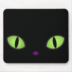 Mousepad Gato Negro Com Olhos Verdes Grandes