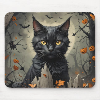 Mousepad Gato Negro de Halloween