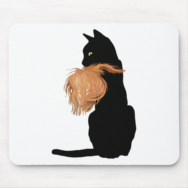Mousepad Gato Negro Engraçado Lady Kamala Com Cabelo De Tru (Frente)