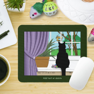 Mousepad Gato Negro Olhando Para A Janela