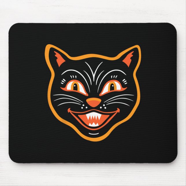 Mousepad Gato Negro Vintage Halloween (Frente)