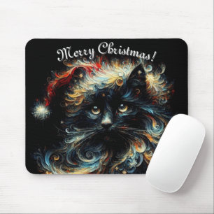 Mousepad Gato Negro Whimssso Papai noel Natal Hato Sazonal