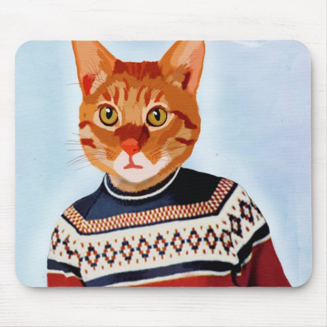 Mousepad Gato no Suéter de Esqui (Frente)