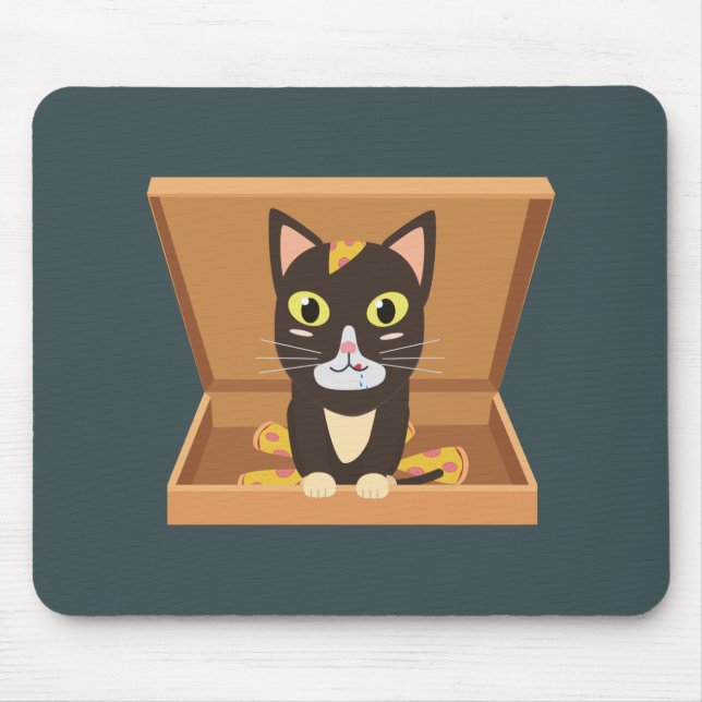 Mousepad Gato numa caixa de pizza (Frente)