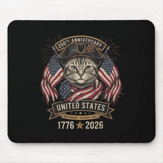 Mousepad Gato Patriótico 250º 4 De Julho (Frente)
